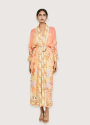 Kimono long manche orange - Élégance authentique-Kimikono