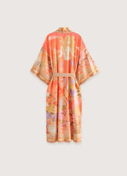 Kimono long manche orange - Élégance authentique-Kimikono