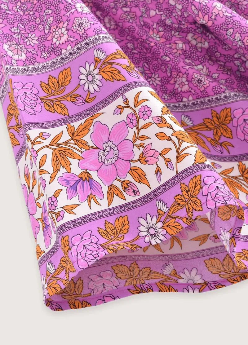 Kimono long rose floral - Élégance japonaise femme-Kimikono