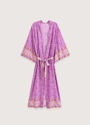 Kimono long rose floral - Élégance japonaise femme-Kimikono