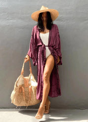 Kimono long rose - Élégance bohème & féminine-Kimikono