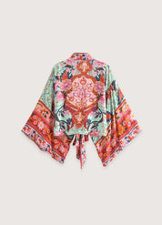 Kimono manche courte rouge et vert - Style authentique-Kimikono