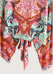Kimono manche courte rouge et vert - Style authentique-Kimikono