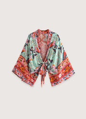 Kimono manche courte rouge et vert - Style authentique-Kimikono