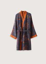 Kimono peignoir orange homme - Style japonais luxe-Kimikono