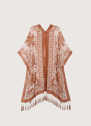 Kimono plage poncho brique rosé - Bohème & chic-Kimikono
