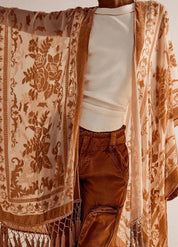 Kimono plage poncho brique rosé - Bohème & chic-Kimikono