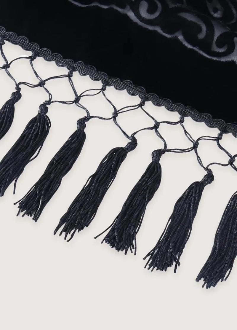 Kimono poncho noir brodé - Élégance japonaise-Kimikono