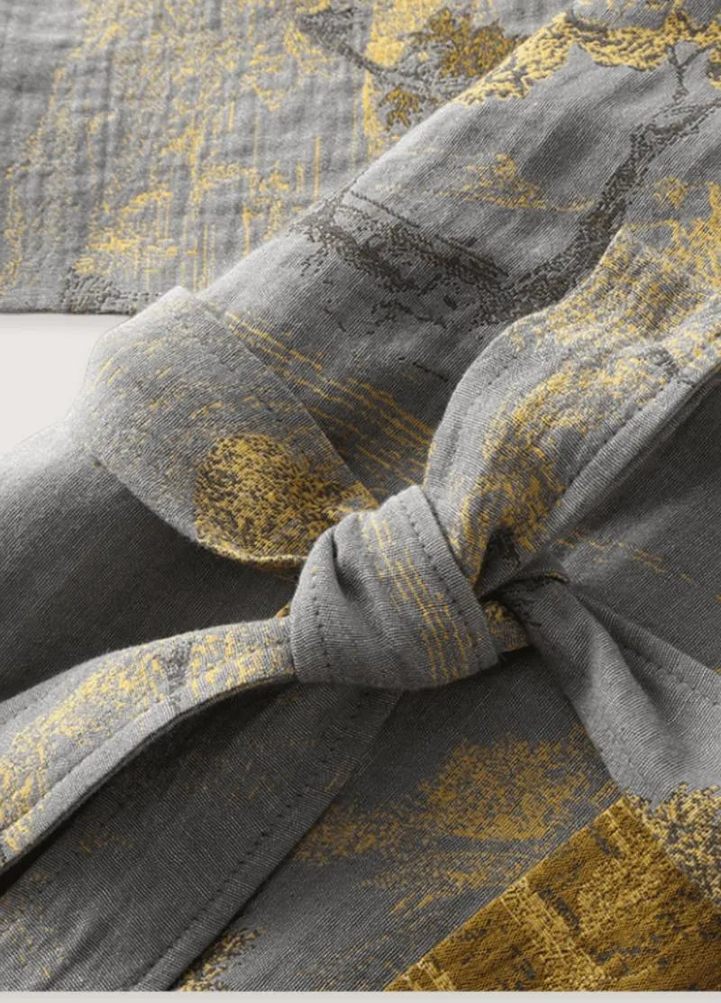 Kimono robe de chambre homme gris - Satin luxueux-Kimikono