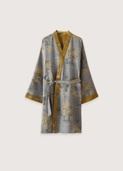 Kimono robe de chambre homme gris - Satin luxueux-Kimikono