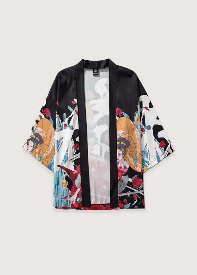 Kimono samourai homme - Noir authentique élégant-Kimikono