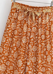 Pantalon kimono orange fleuri - Fluide & élégant-Kimikono