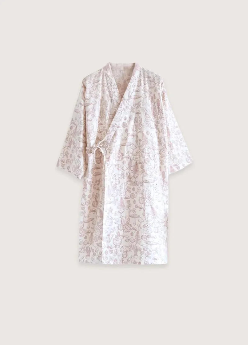 Peignoir kimono court en coton blanc - Doux et élégant-Kimikono
