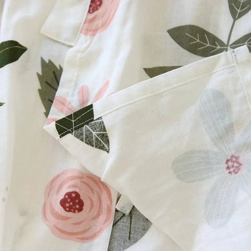 Pyjama kimono blanc floral - Confort japonais femme-Kimikono