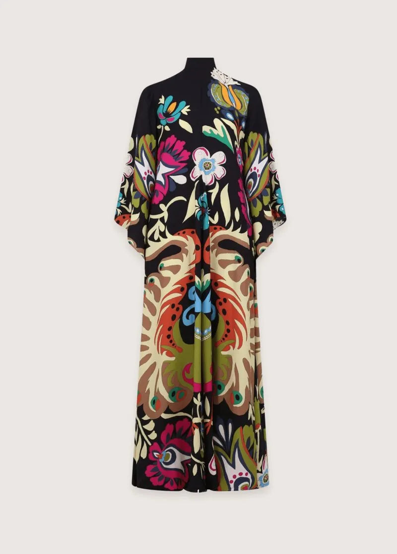 kimono robe black floral