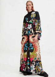 robe kimono black floral