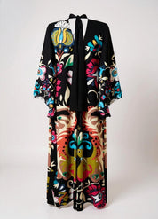 kimono robe florale black