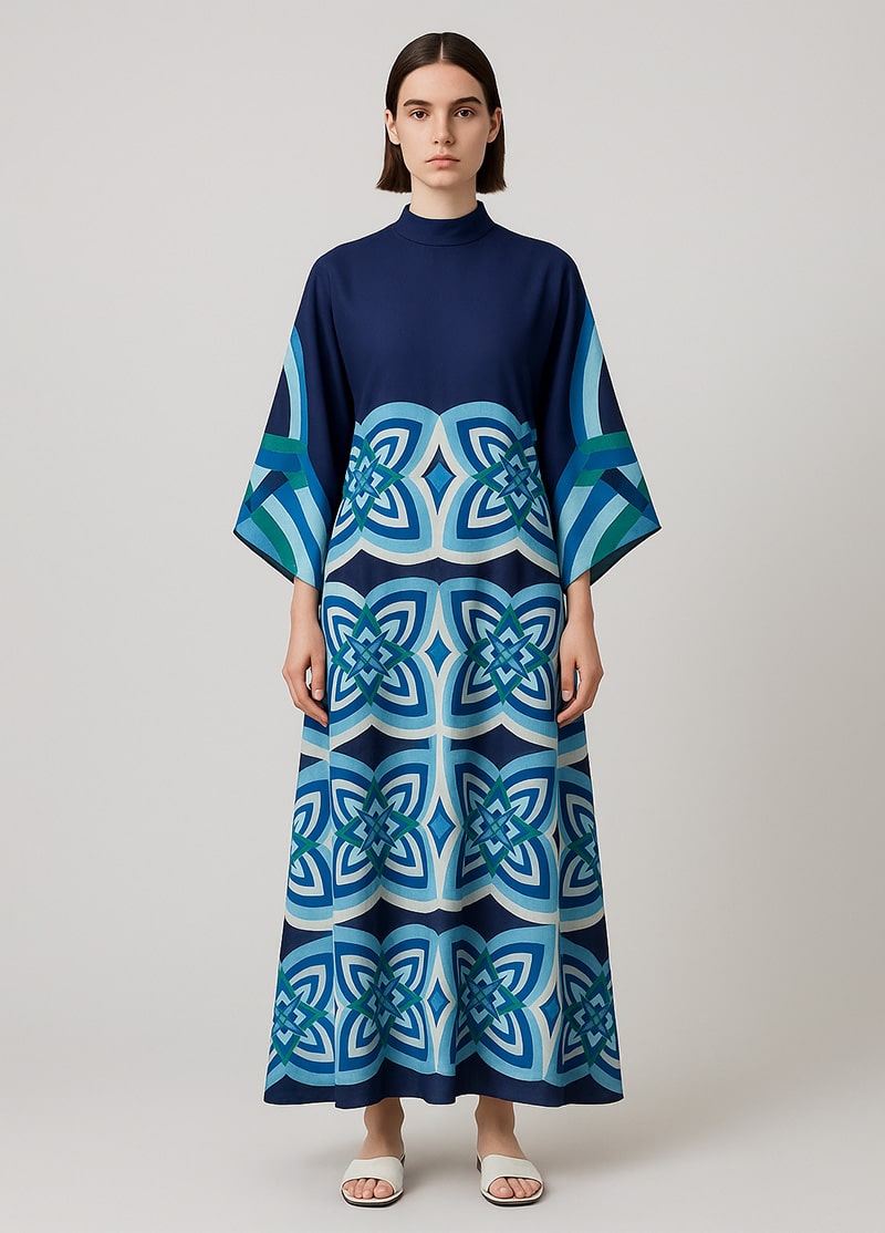 robe kimono bleue en coton pour femme