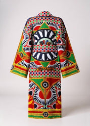 kimono robe imprimée mosaique pour femme
