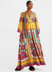 robe kimono jaune femme