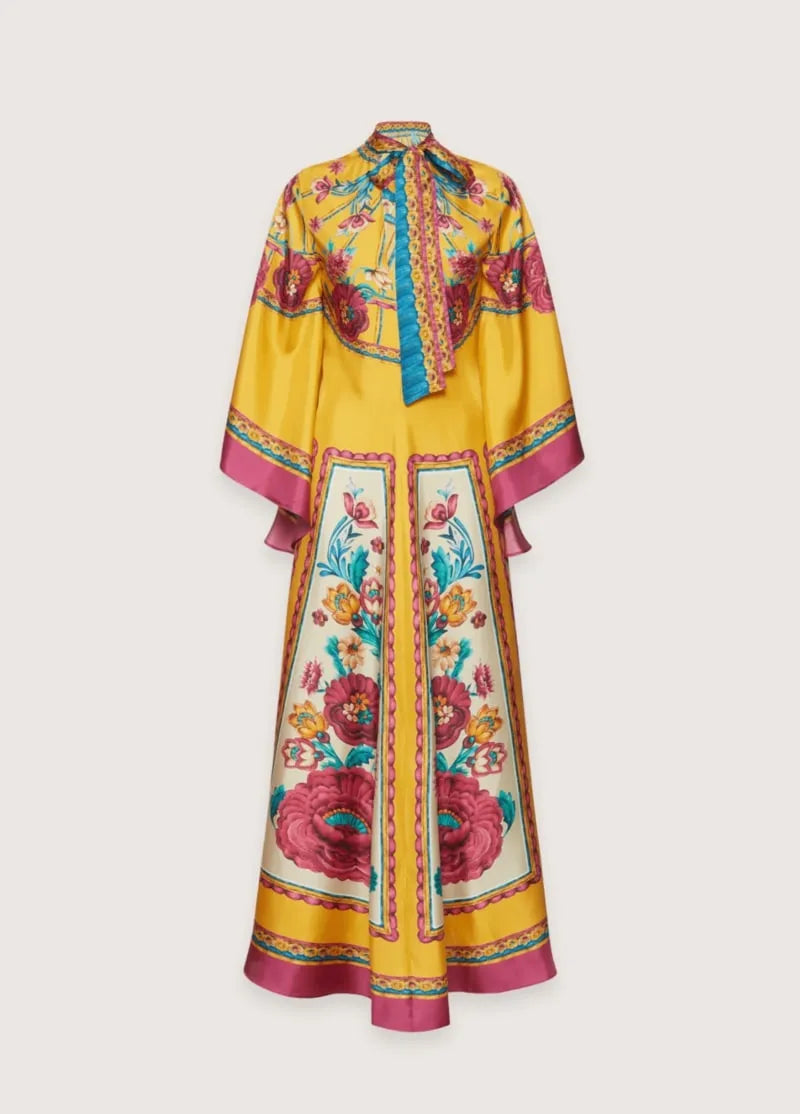 robe jaune kimono femme florale