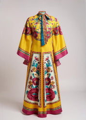 robe femme kimono jaune florale