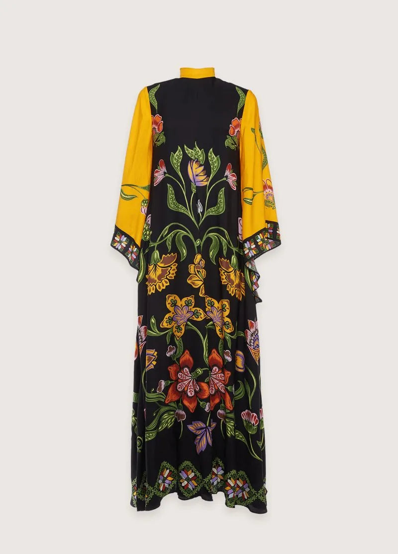 kimono robe noire florale