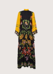 kimono robe noire florale