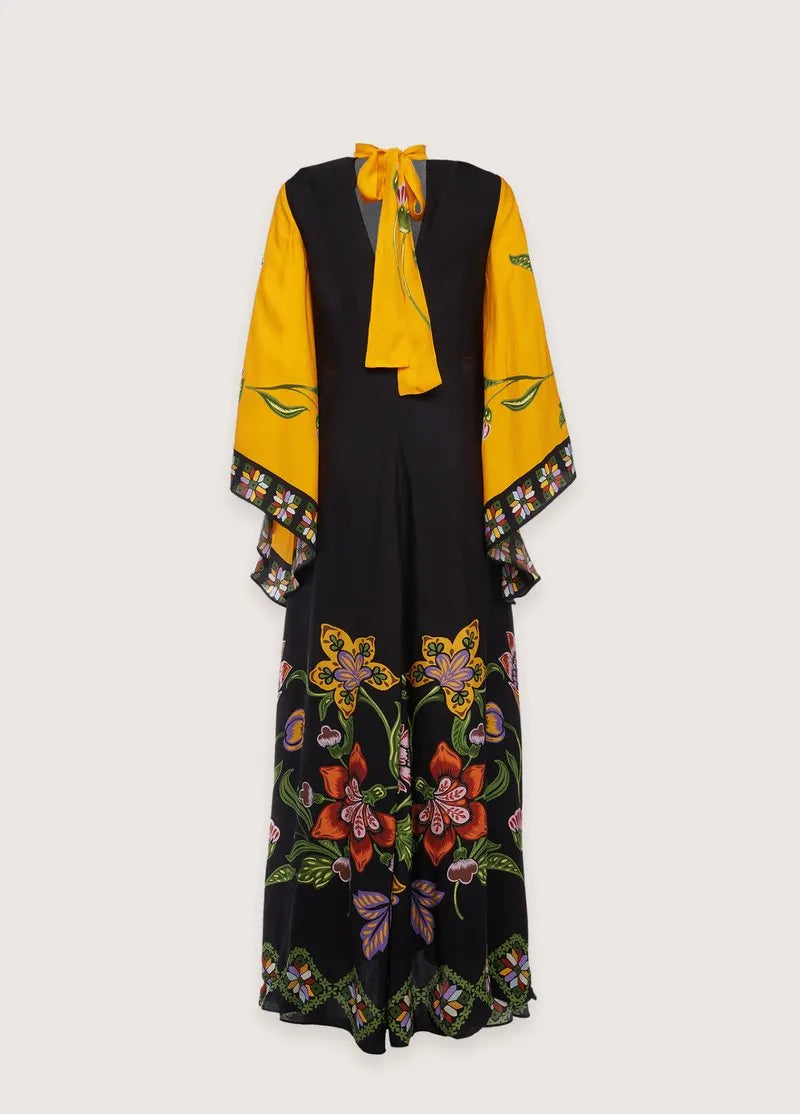 robe kimono noire fleur