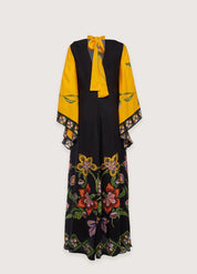 robe kimono noire fleur