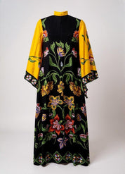 kimono robe noire florale