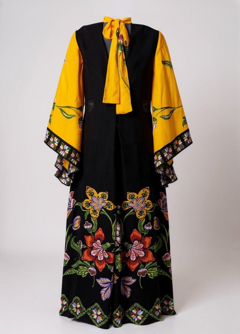 robe kimono noire fleur