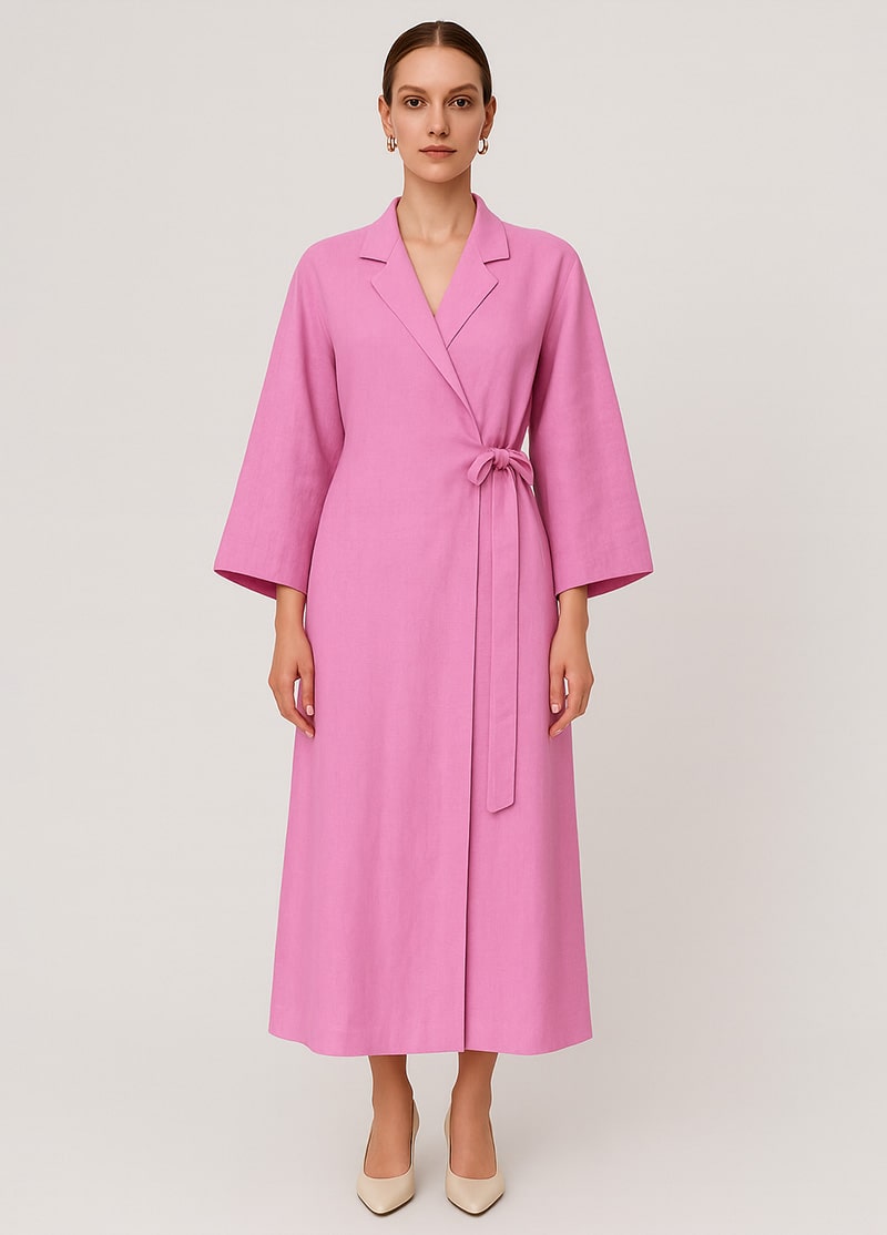robe kimono rose en coton pour femme