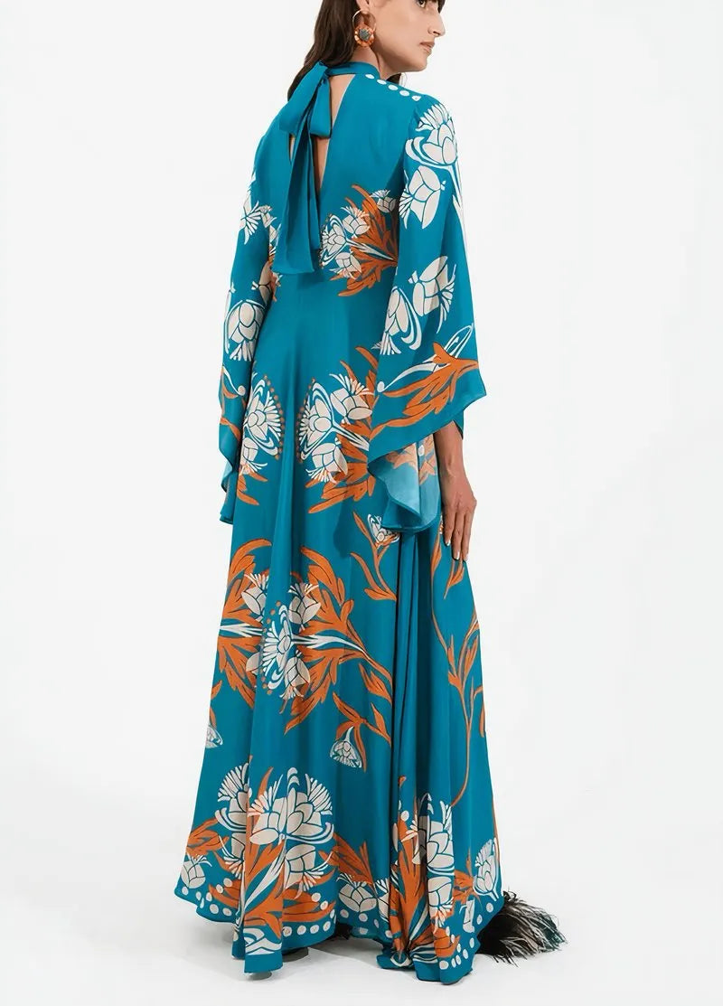 robe turquoise kimono femme