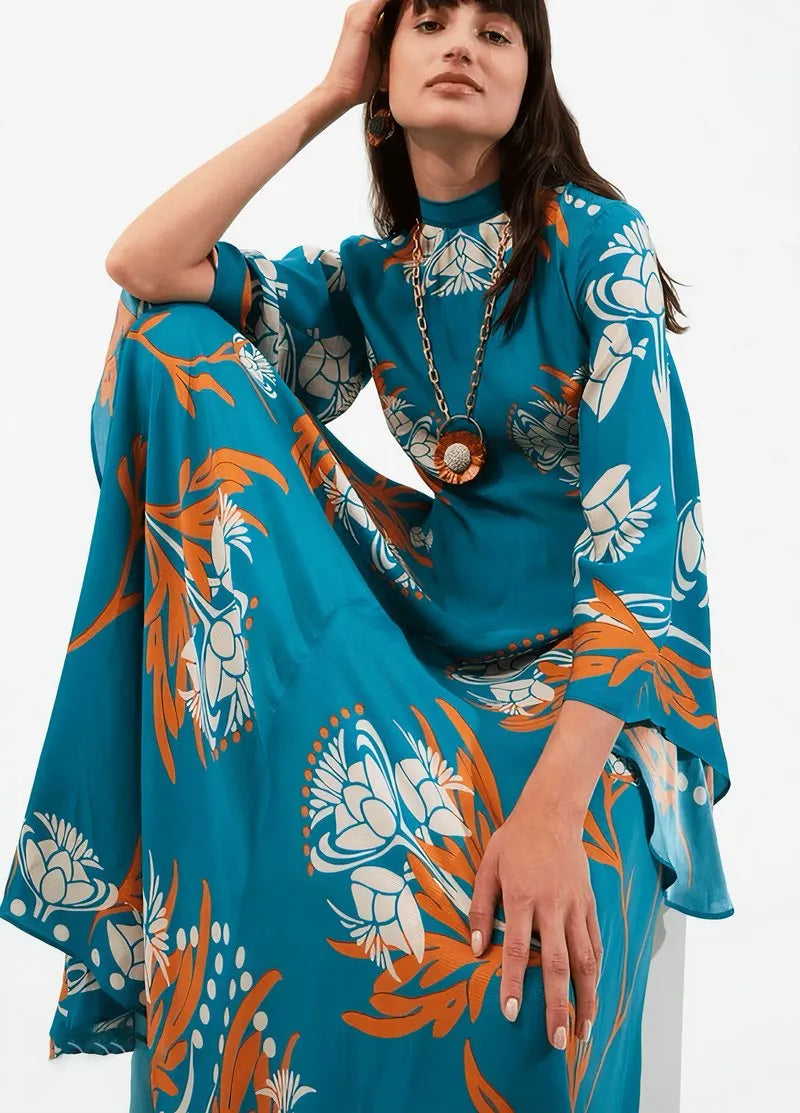 kimono robe bleue turquoise