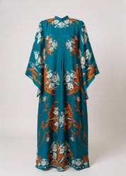 robe bleue turquoise kimono fleur
