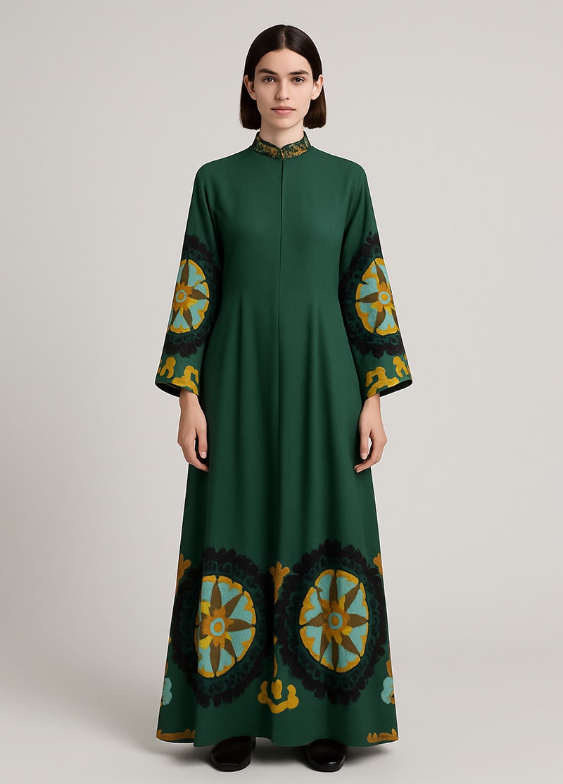 robe kimono pour femme verte en coton