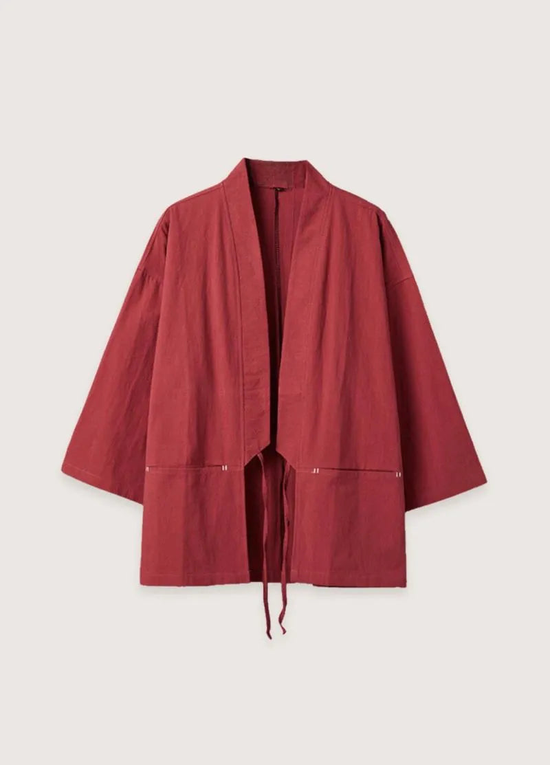 Veste homme kimono cardigan rouge - Style japonais chic-Kimikono