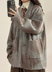 Veste kimono cardigan femme gris - Style japonais-Kimikono