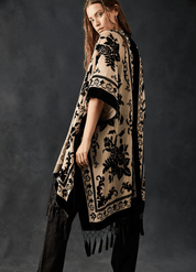 Veste kimono beige et noire | Tsukikage