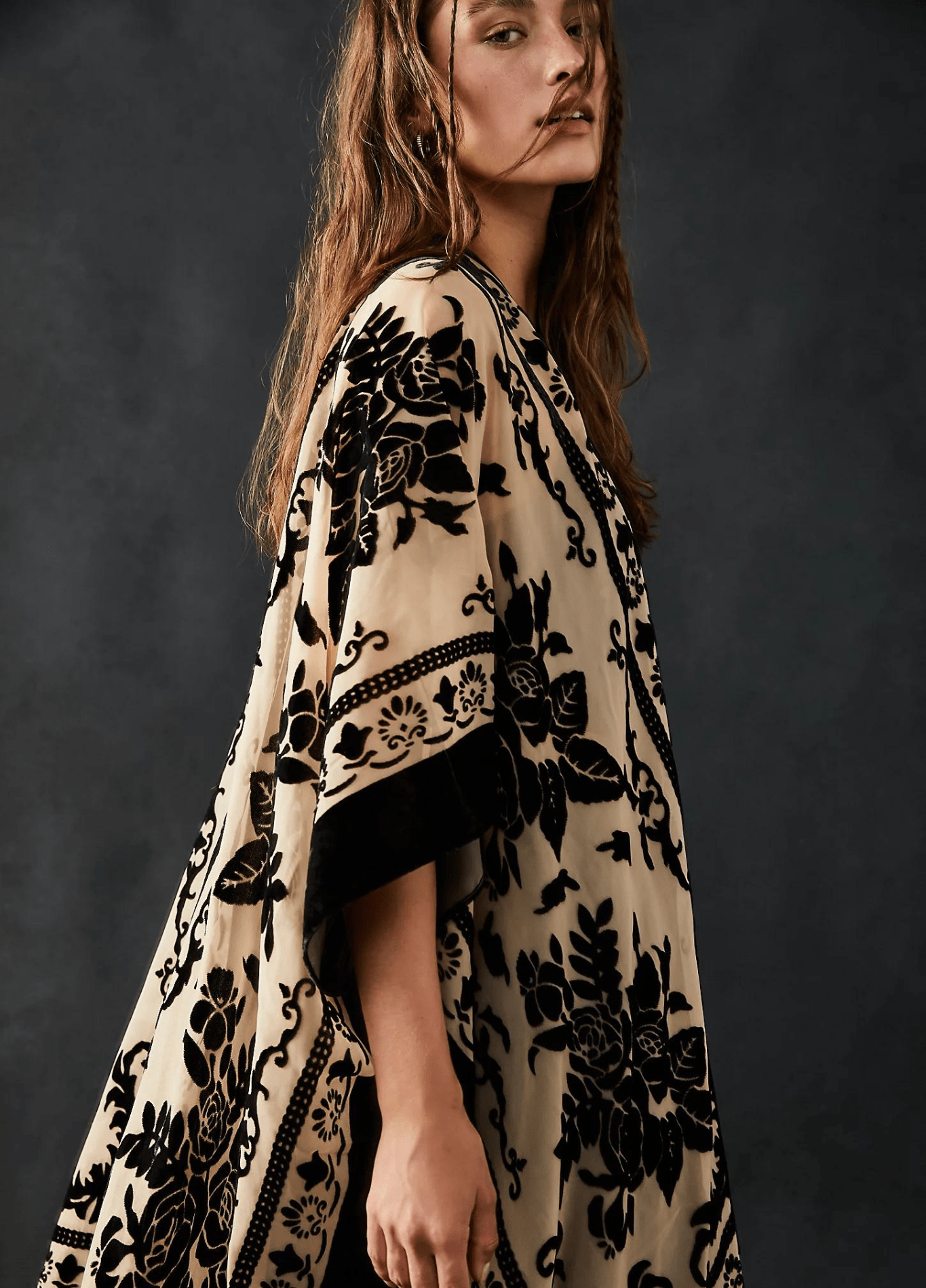 Veste kimono beige et noire | Tsukikage