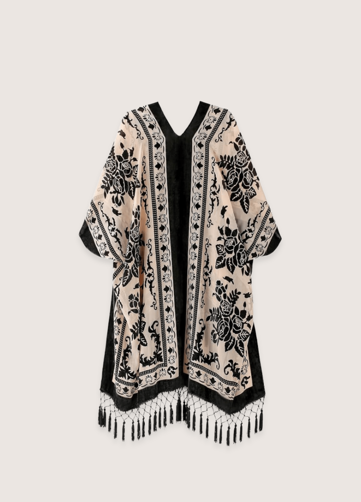 Veste kimono beige et noire | Tsukikage