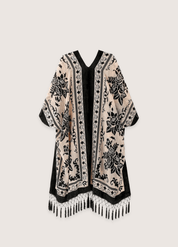Veste kimono beige et noire | Tsukikage