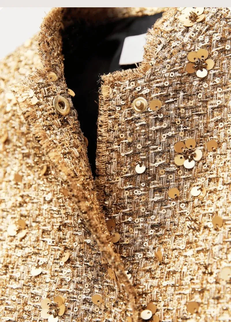 Veste kimono doré à paillettes - Glamour & raffiné-Kimikono