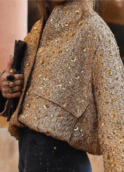Veste kimono doré à paillettes - Glamour & raffiné-Kimikono