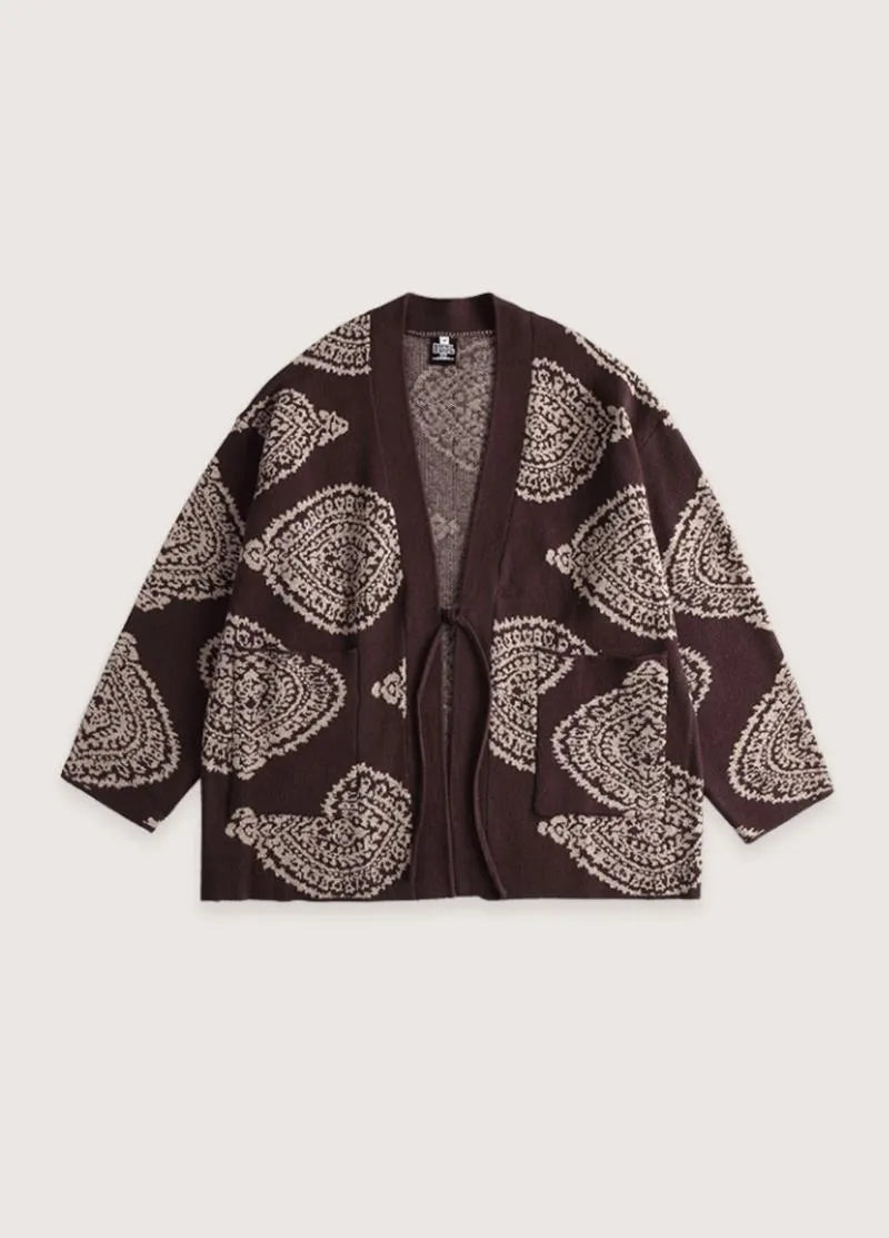 Veste kimono homme moderne marron - Style japonais chic-Kimikono