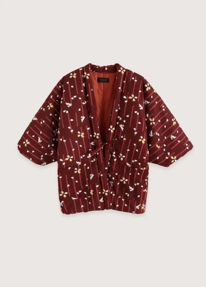 Veste kimono japonaise traditionnelle - Rouge authentique-Kimikono