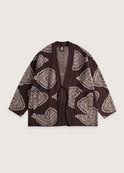Kimono cardigan femme marron | Tsuchiya