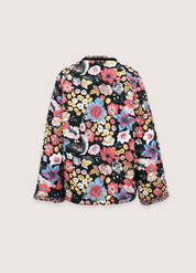 Veste kimono matelassée fleurie noire | Hanabira