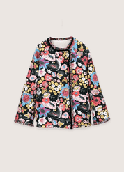 Veste kimono matelassée fleurie noire | Hanabira